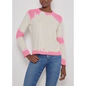 $236 Lisa Todd Not A Faze sweater cotton-cashmere blend tie-dye print raw edge S